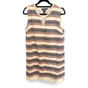 Chelsea & Theodore Striped Shift Fringe Hem Dress size 12